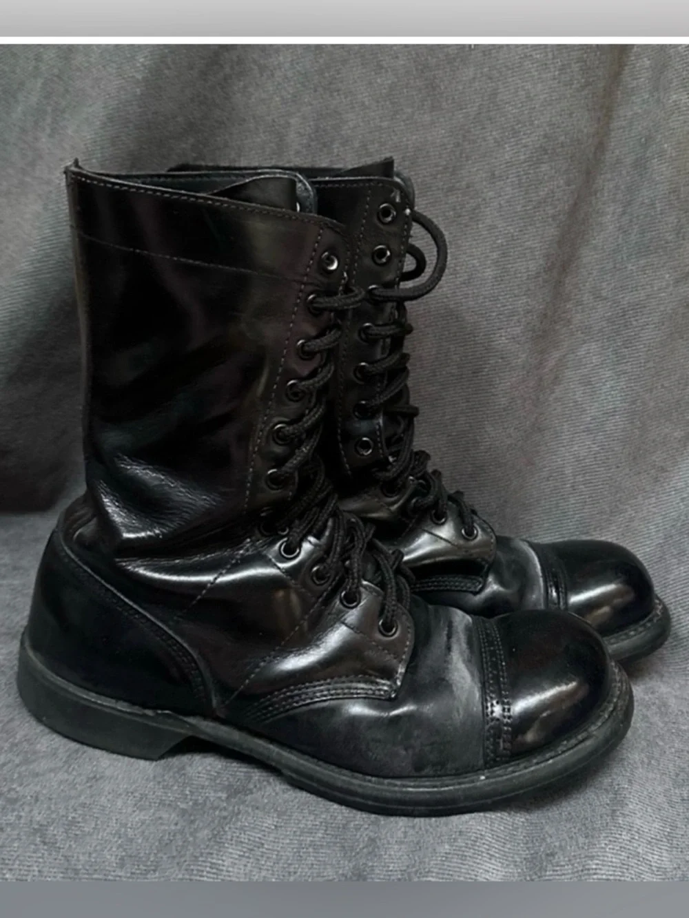 Vintage Corcoran Army Jump Combat Boots Black Leather Cap Toe Size 9.5 E
